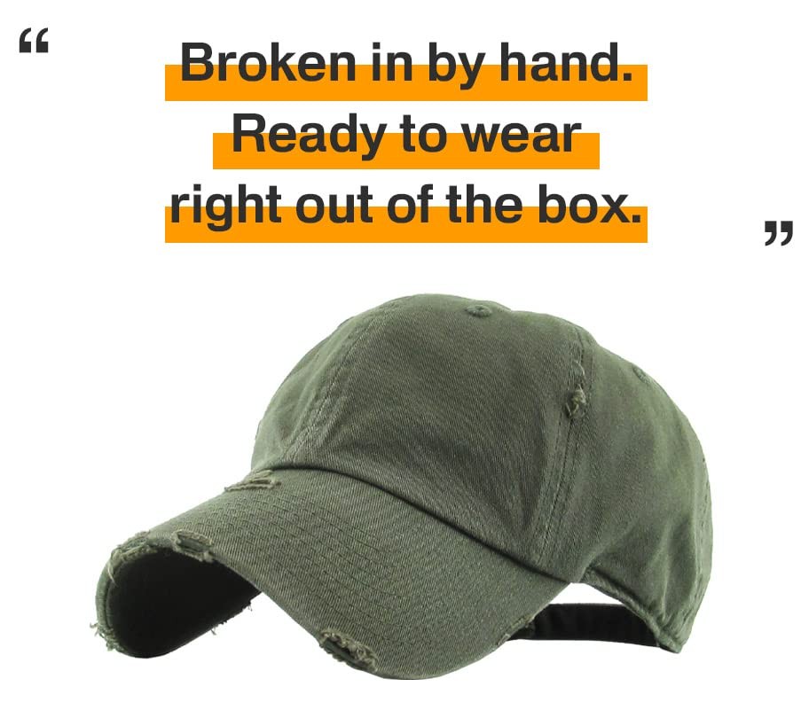 Vintage Washed Distressed Cotton Dad Hat Baseball Cap One Size Olive