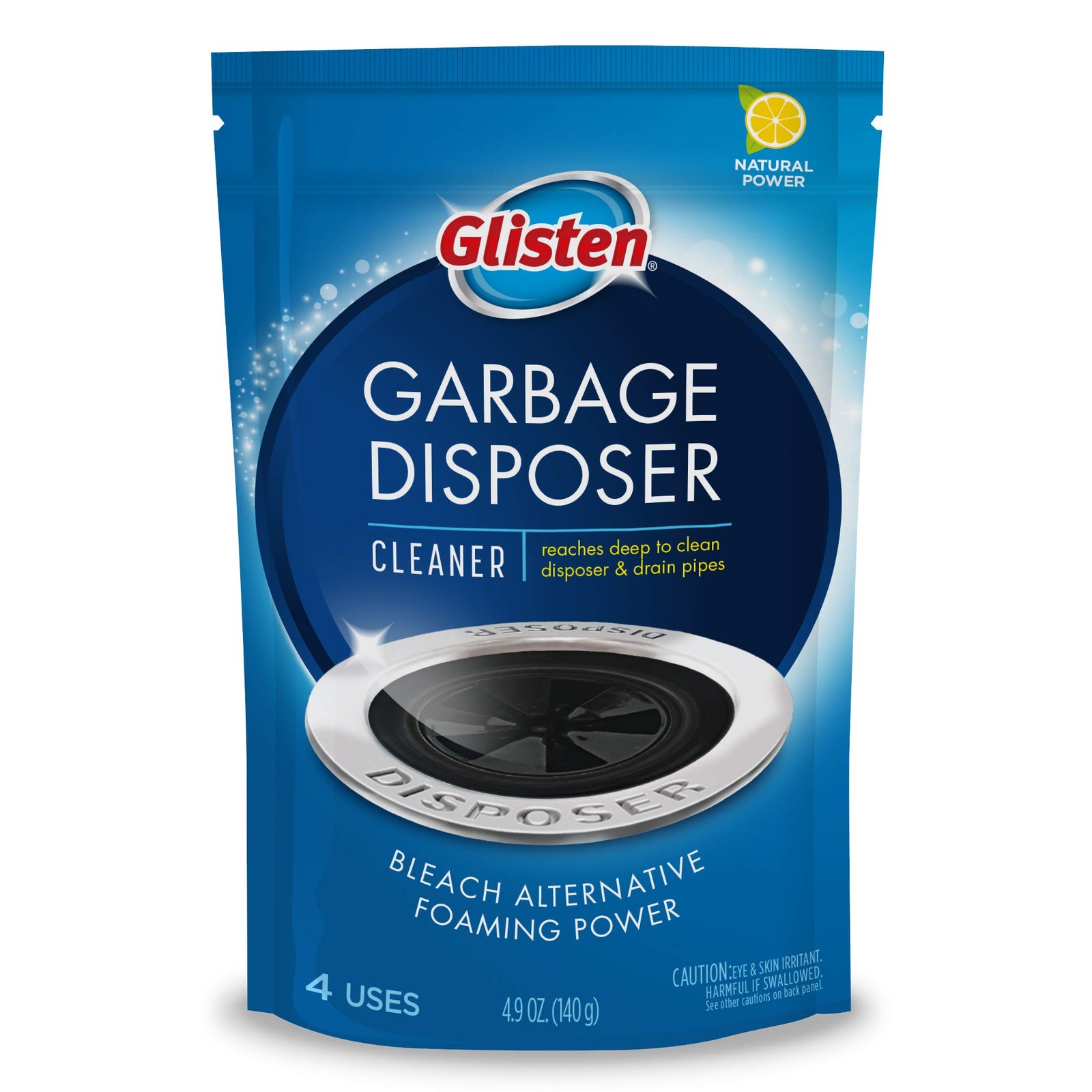 Glisten Garbage Disposal Cleaner Lemon Scent Foaming Action 4 Uses 4.9 Ounce