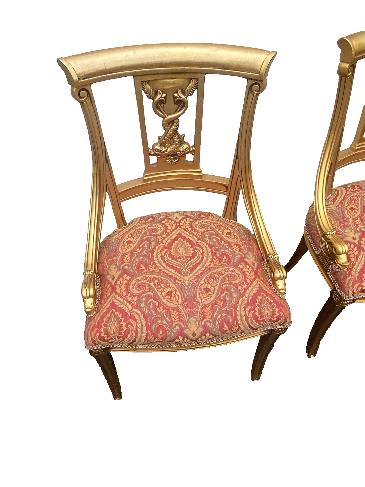 66455 Pair Custom Hand Made Decorator Chair s with Fish Figures.