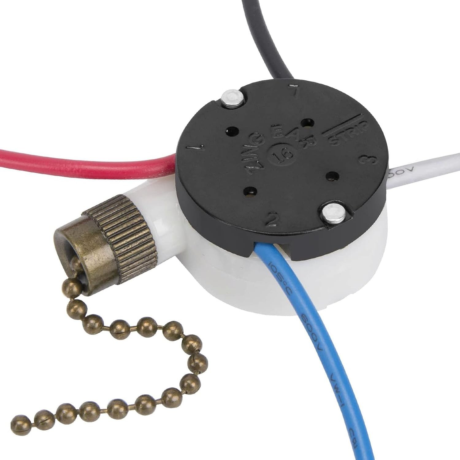 Ceiling Fan 3 Speed Switch With 4 Pre-Installed Wires - Zing Ear ZE-208s E89885