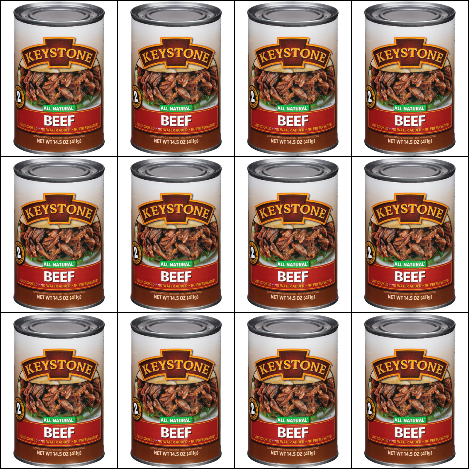 12 Canned Beef 🇺🇸USA Made Keystone Meat 14.5oz Camping Survival Food Exp 2030