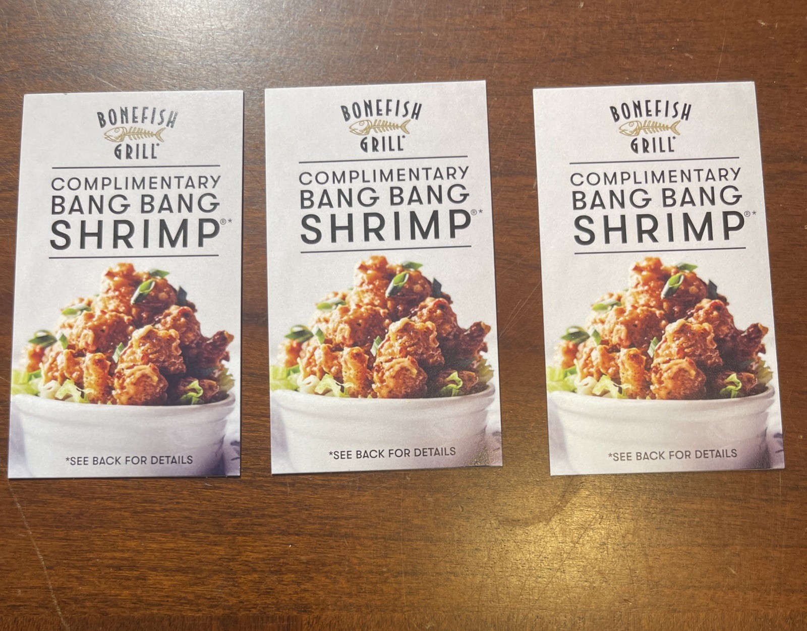 BONEFISH GRILL Free Appetizer (lot of 3) valued at $45! Get 3 free appetizers!