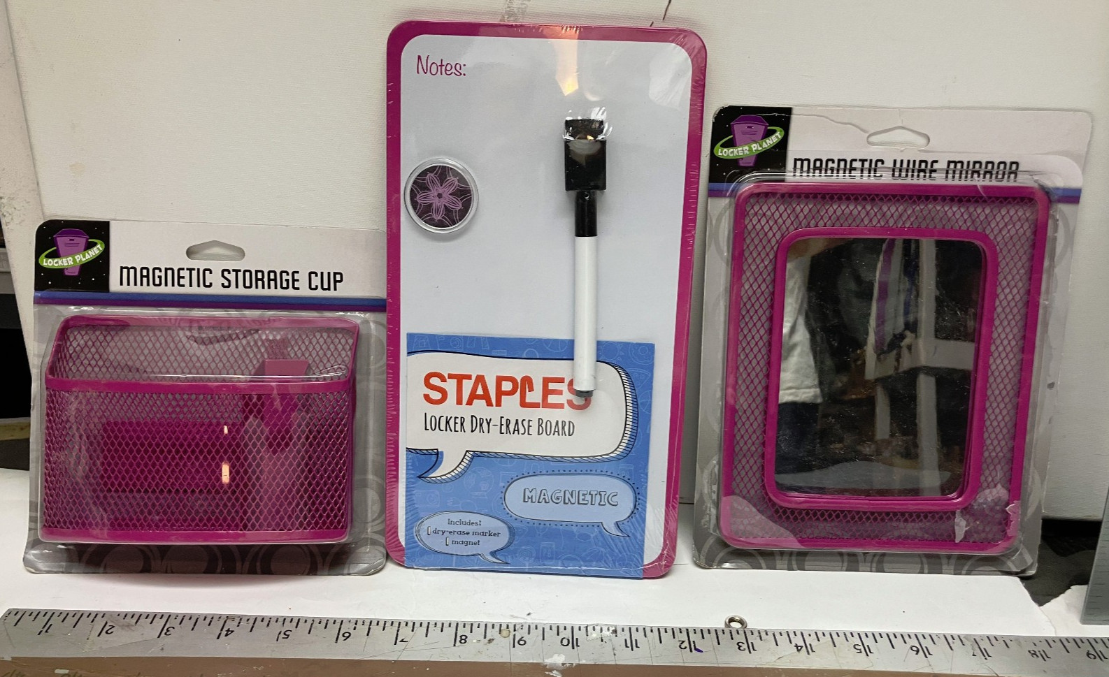Locker Planet Magnetic Mesh Wired Locker Mirror,notepad,pen bskt free shipping