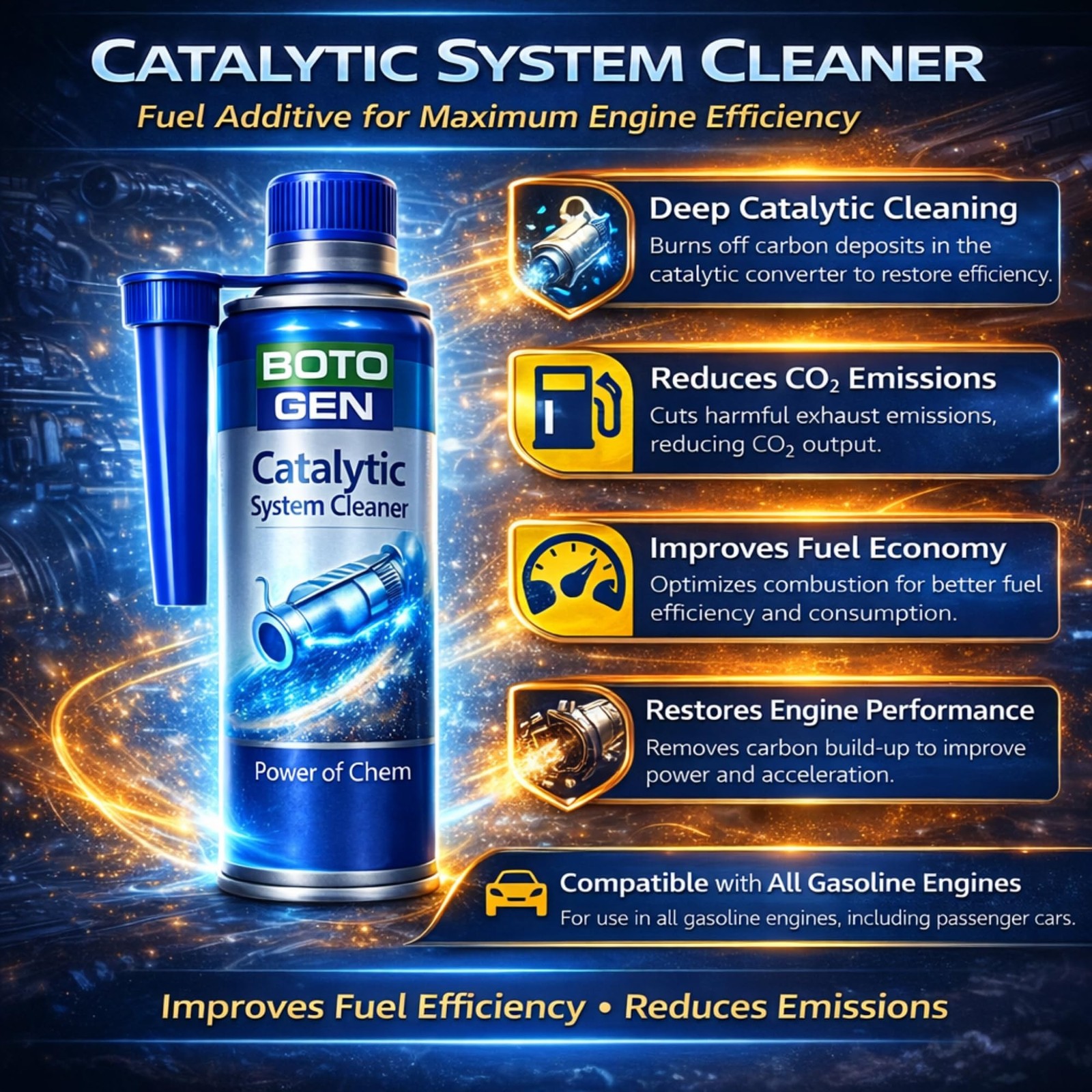 Catalytic System Cleaner, Special Active Solvent with high-tech additive Comb...
