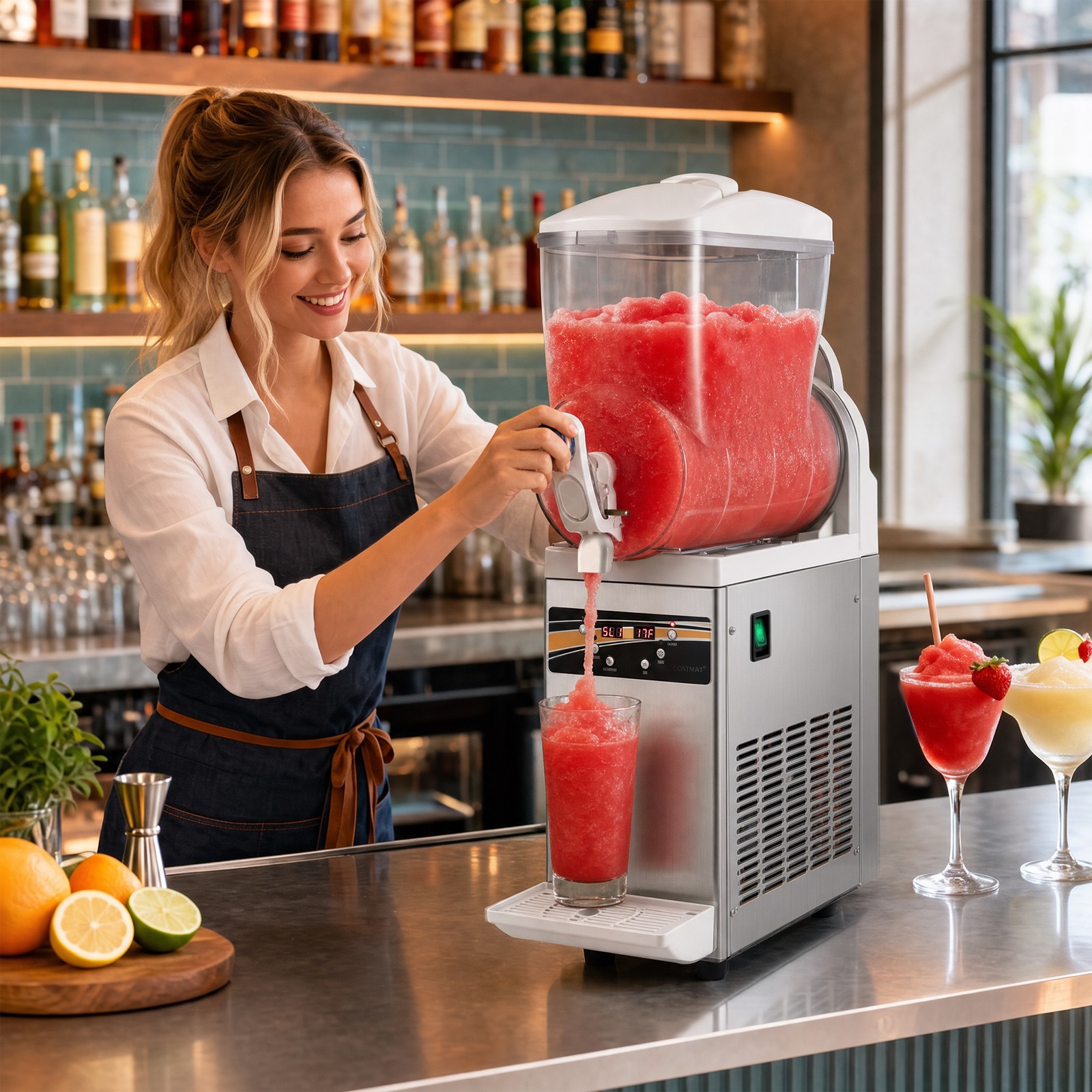 507 oz Commercial Slushy Machine w/ LED Lights, Self-Clean Frozen Drink Machine
