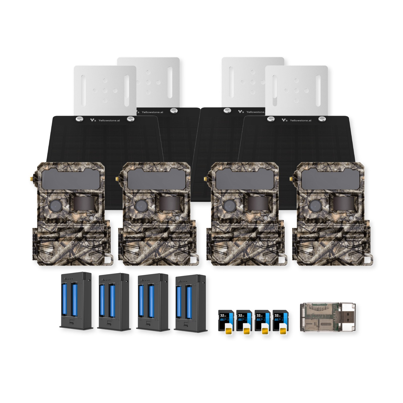 Yellowstone Y2 Camera Bundle with Battery, Solar Panel, and Accessories (4-Pack)