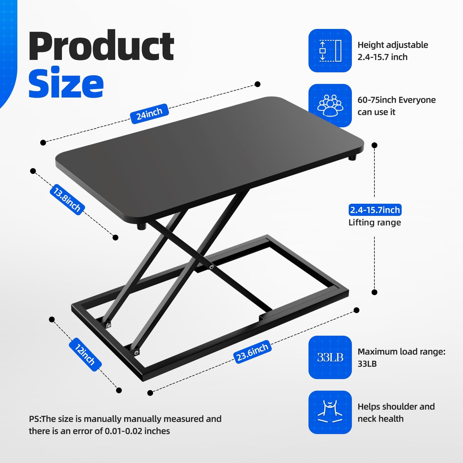 Standing Desk Converter Height Adjustable, Sit to Stand up Desk Riser Computer W