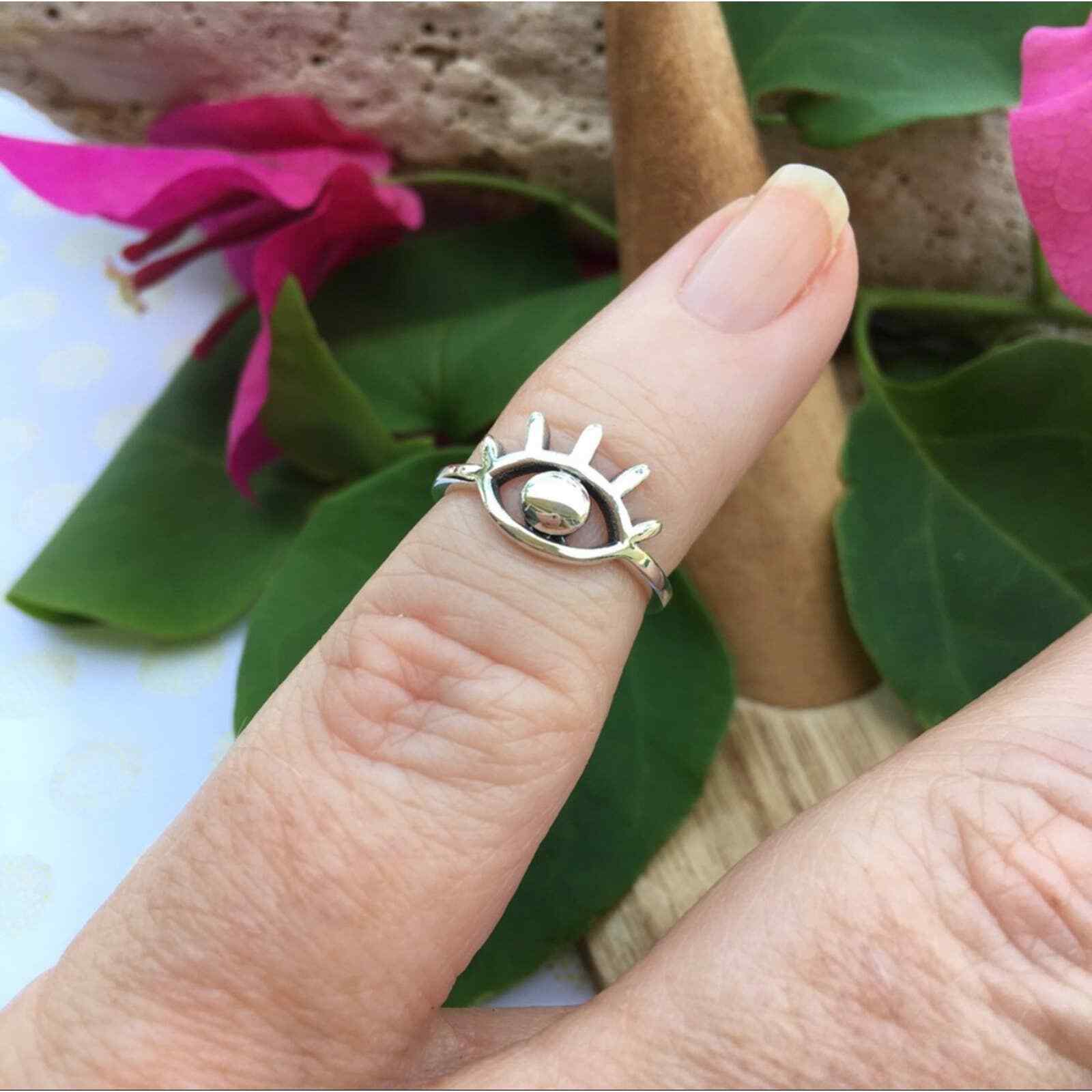 Sterling Silver Evil Eye Toe Ring