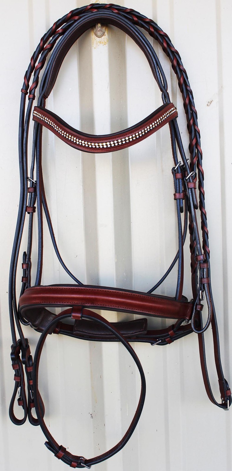 Horse English Padded Leather Show Bridle Crystal Bling  803MT03F