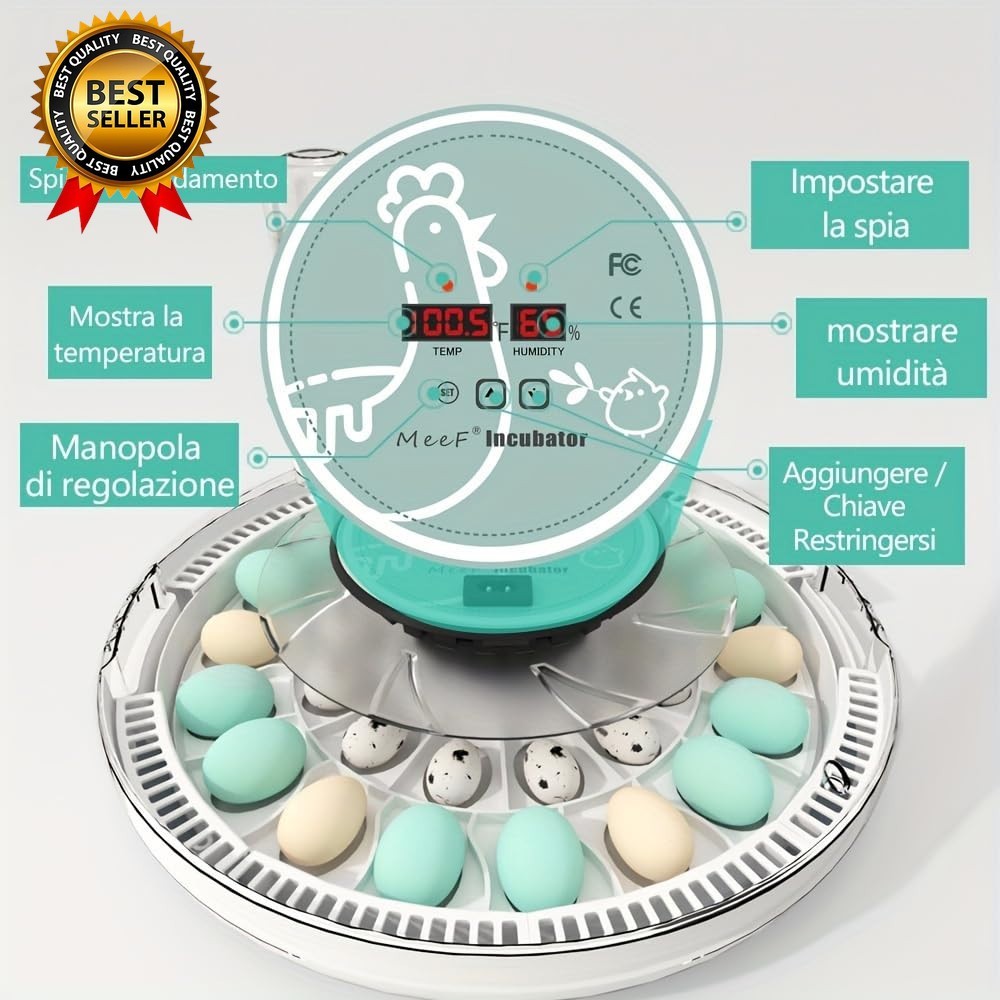 Egg Incubator for Hatching 28 Eggs, Auto Flip, Independent Atomizing Humidifier