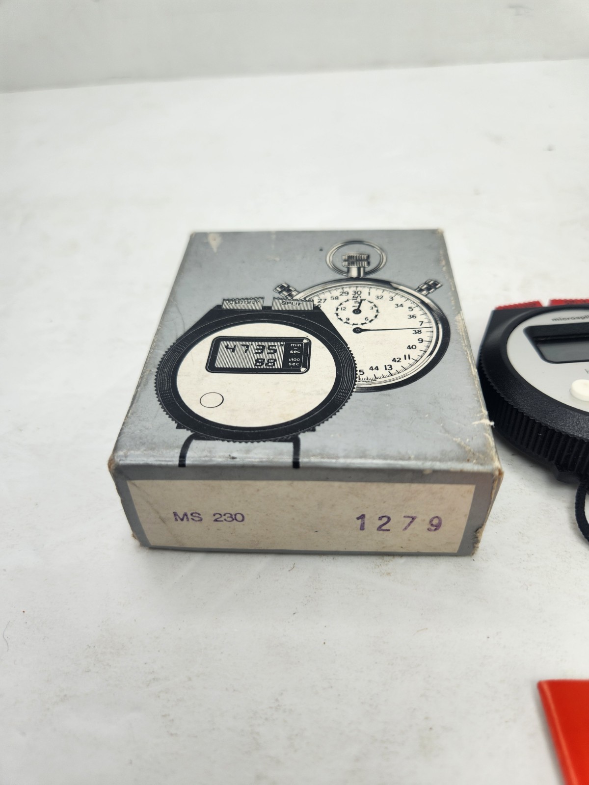 Heuer Microsplit 230 Digital Stop Watch. 1980 Olympics Box As Is Untested
