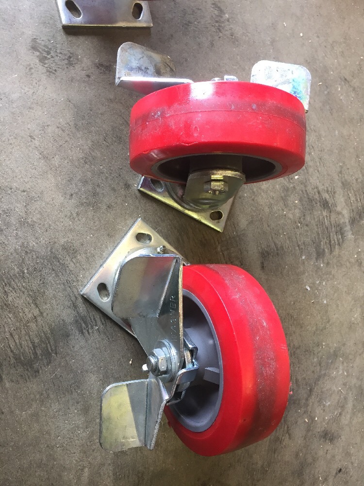 E.R. Wagner 6" Diameter x 2" Wide, 2 Swivel Casters with Brakes & 2 Solid Caster