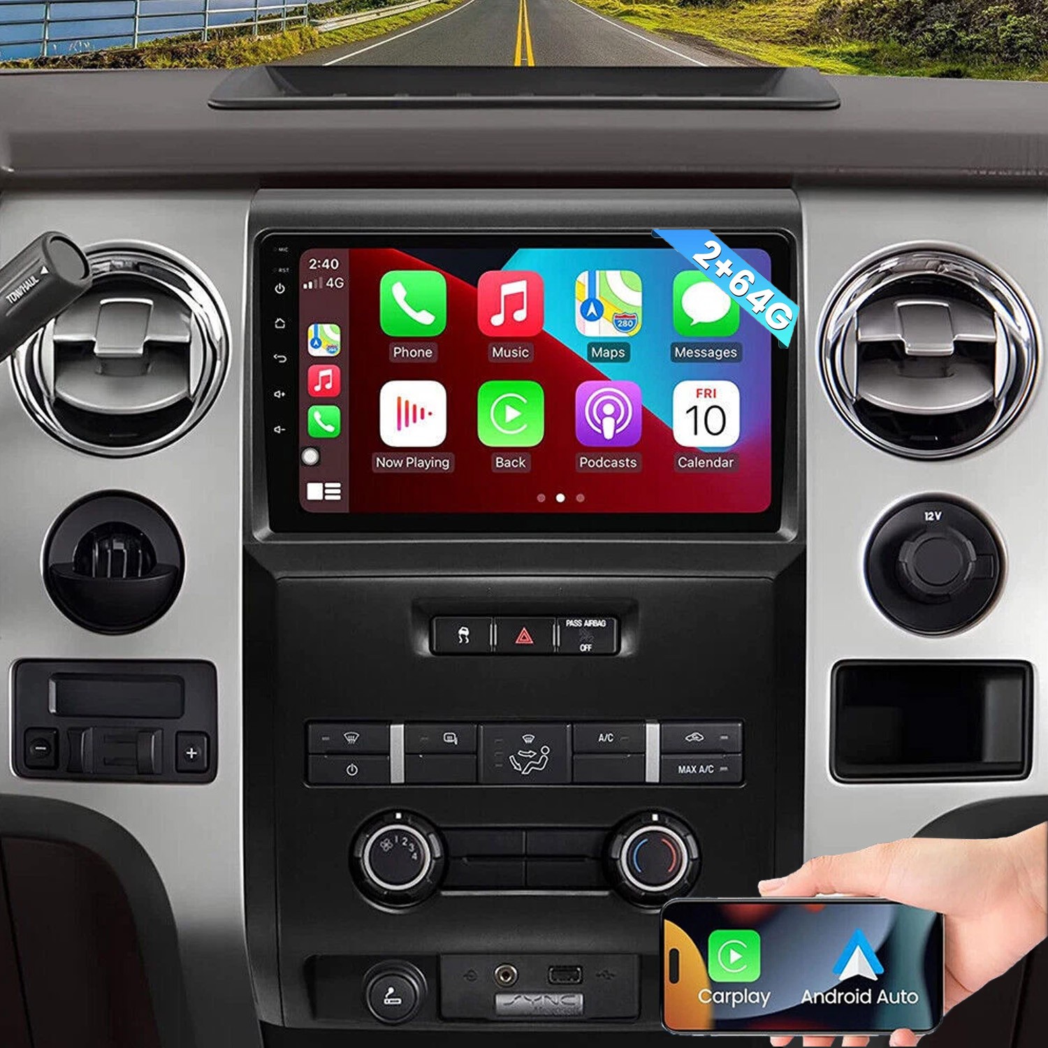 9" Pantalla Para Ford F150 2009-2014 Apple Carplay Radio de coche estéreo+Cámara