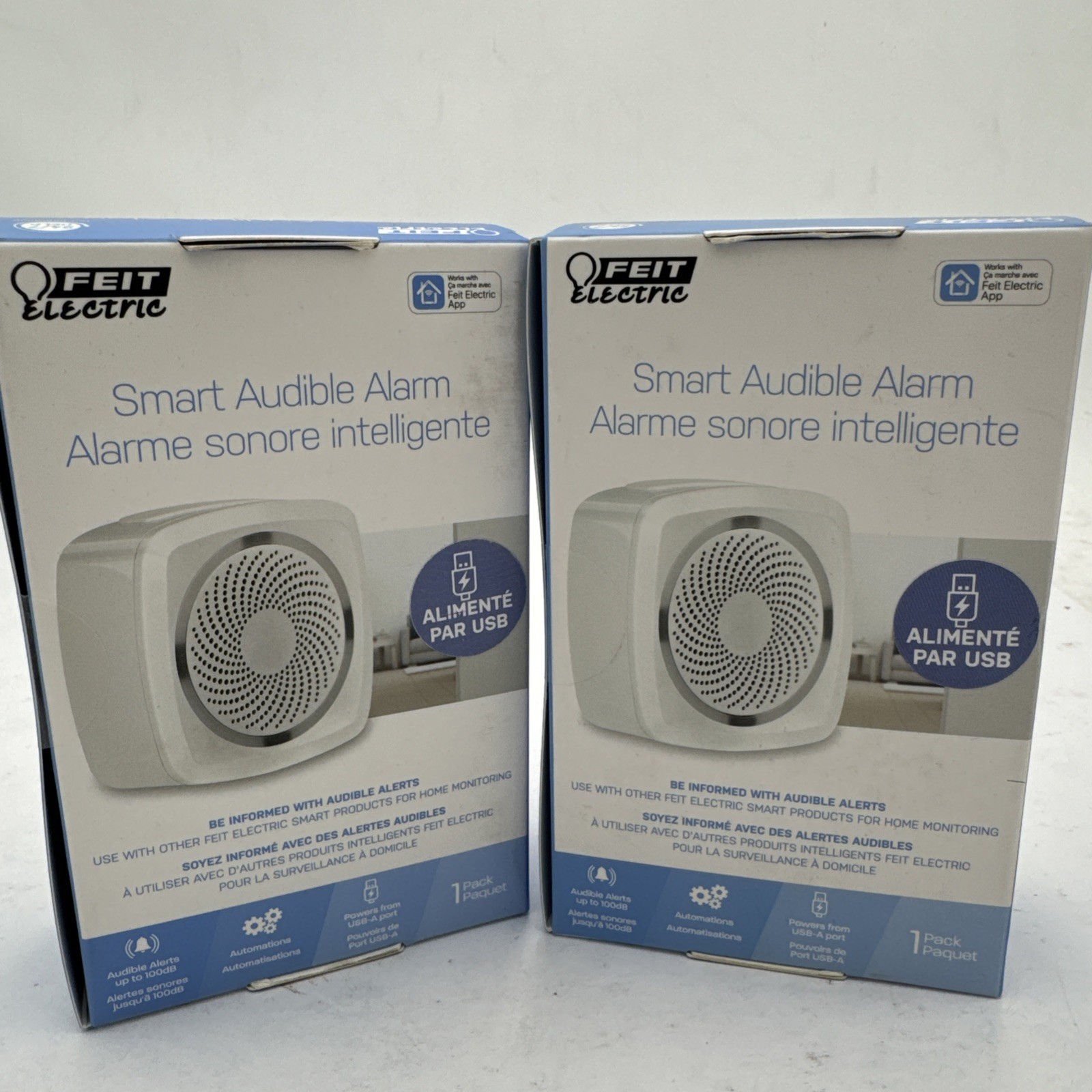 Feit Electric Smart Indoor Wi-F Audible Home Security Alarm Flashing Lights 2Pk