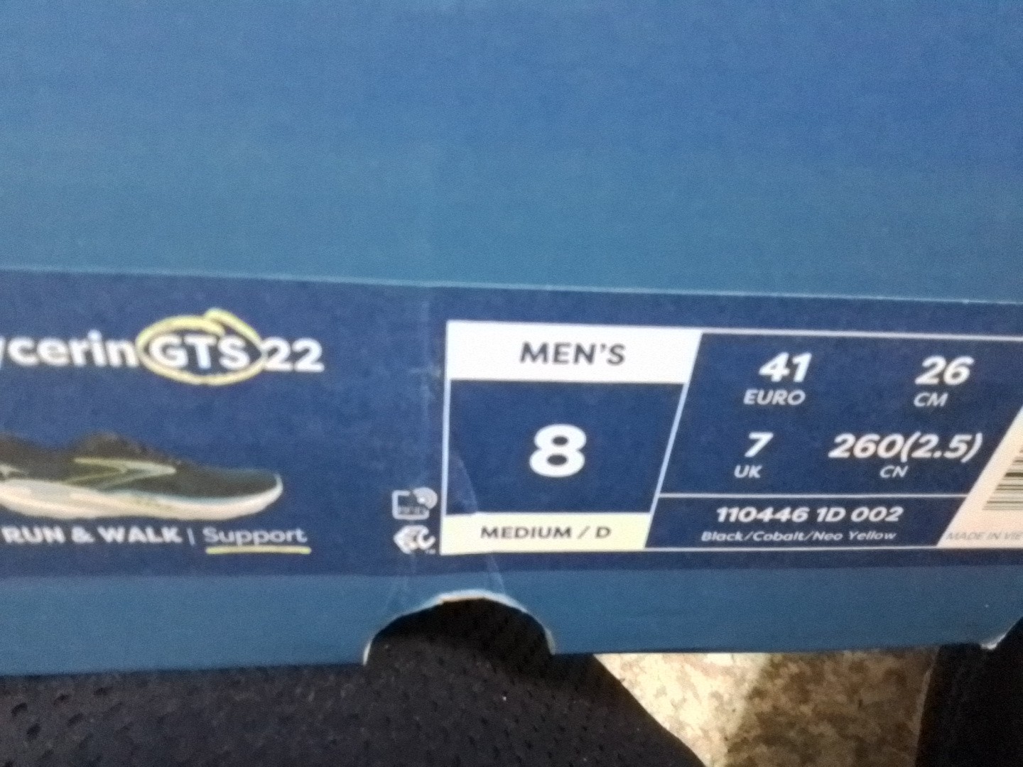 Brooks Glycerin GTS 22 Men's Shoes Size 8 B MEDIUM 1104461D002 BLACK COBALT NEO