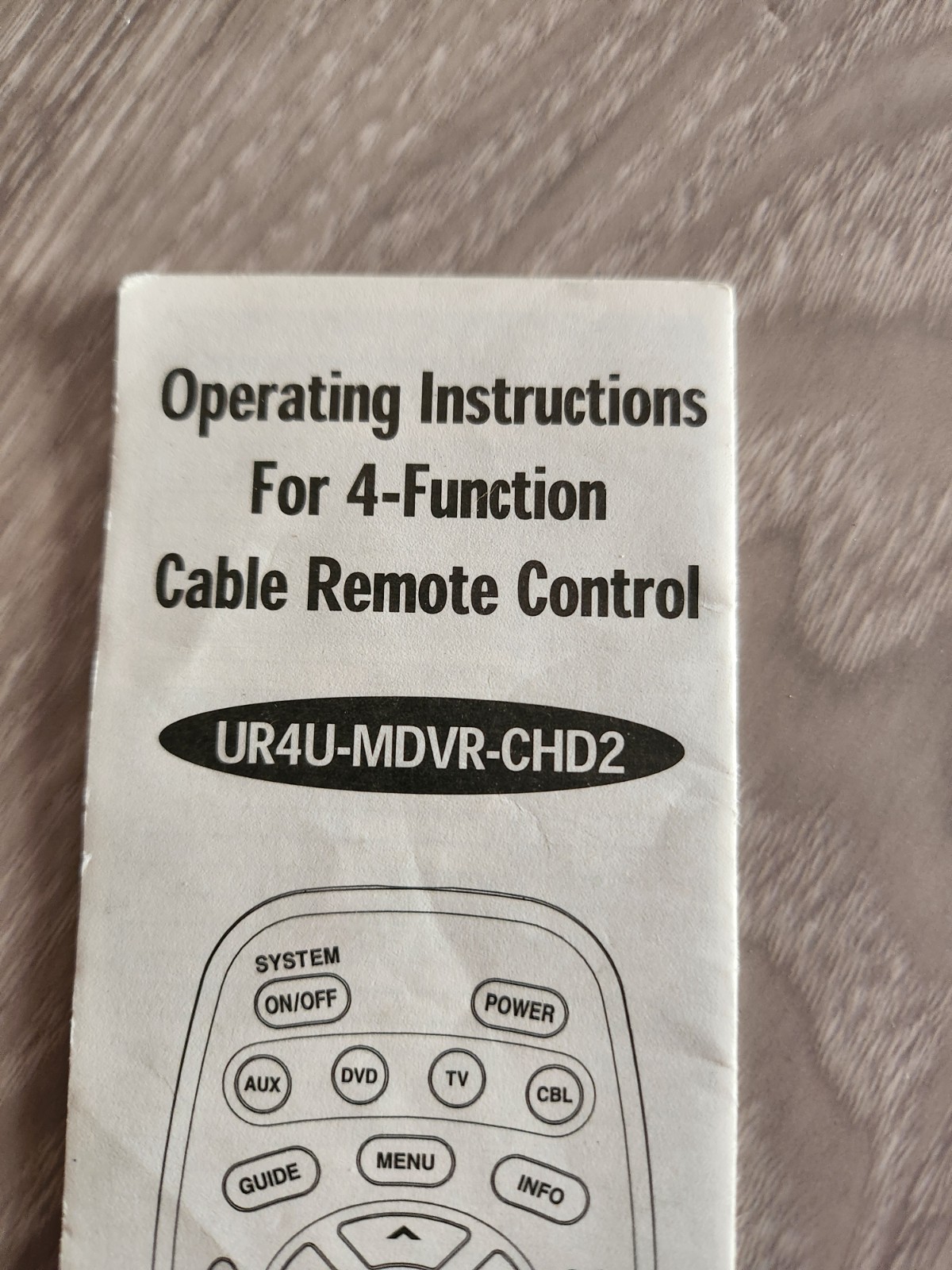 Universal Remote UR4U0MDVR-CHD2 Remote Control Owners / User Manual *Original*