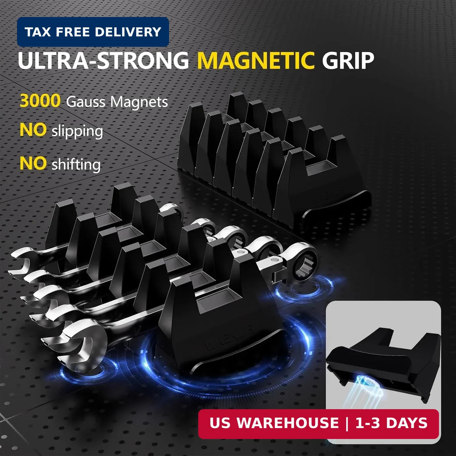 WAENLIR 48PCS Magnetic Modular Wrench Organizer Set-Tool Drawer Storage Rack wit