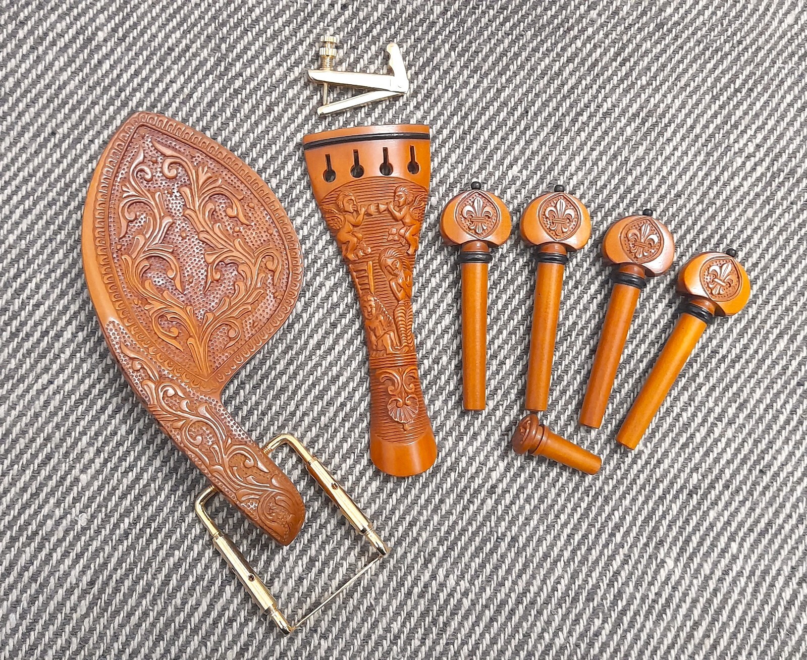 Rare Carved Violin Parts 4/4 Size Boxwood-Change Looks of your Fiddle Instrument