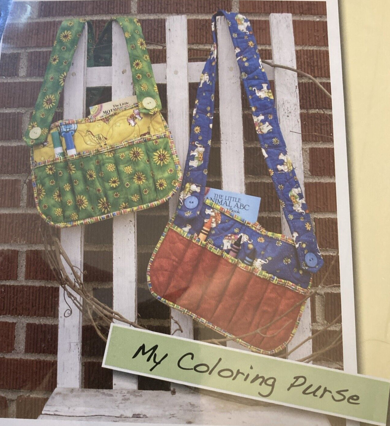 Rare Clothesline Quilts MY COLORING PURSE Sewing pattern only