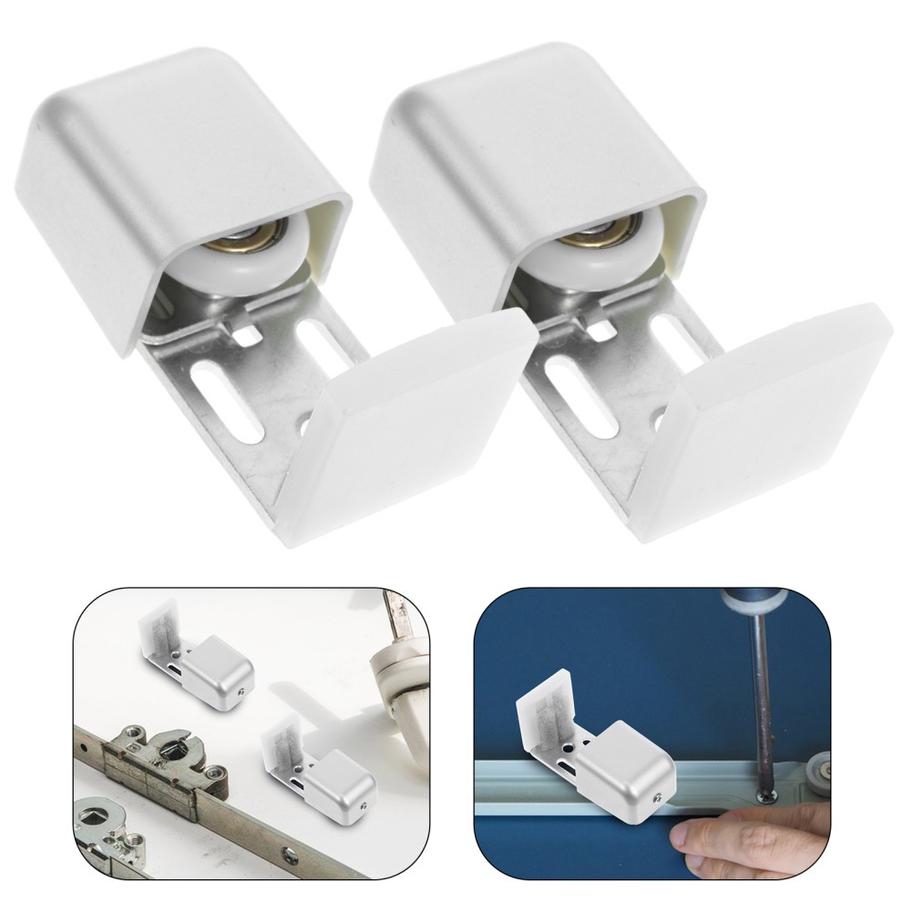 Sliding Glass Door Guide 2Pcs Automatic Door Bottom Guide Silver Iron
