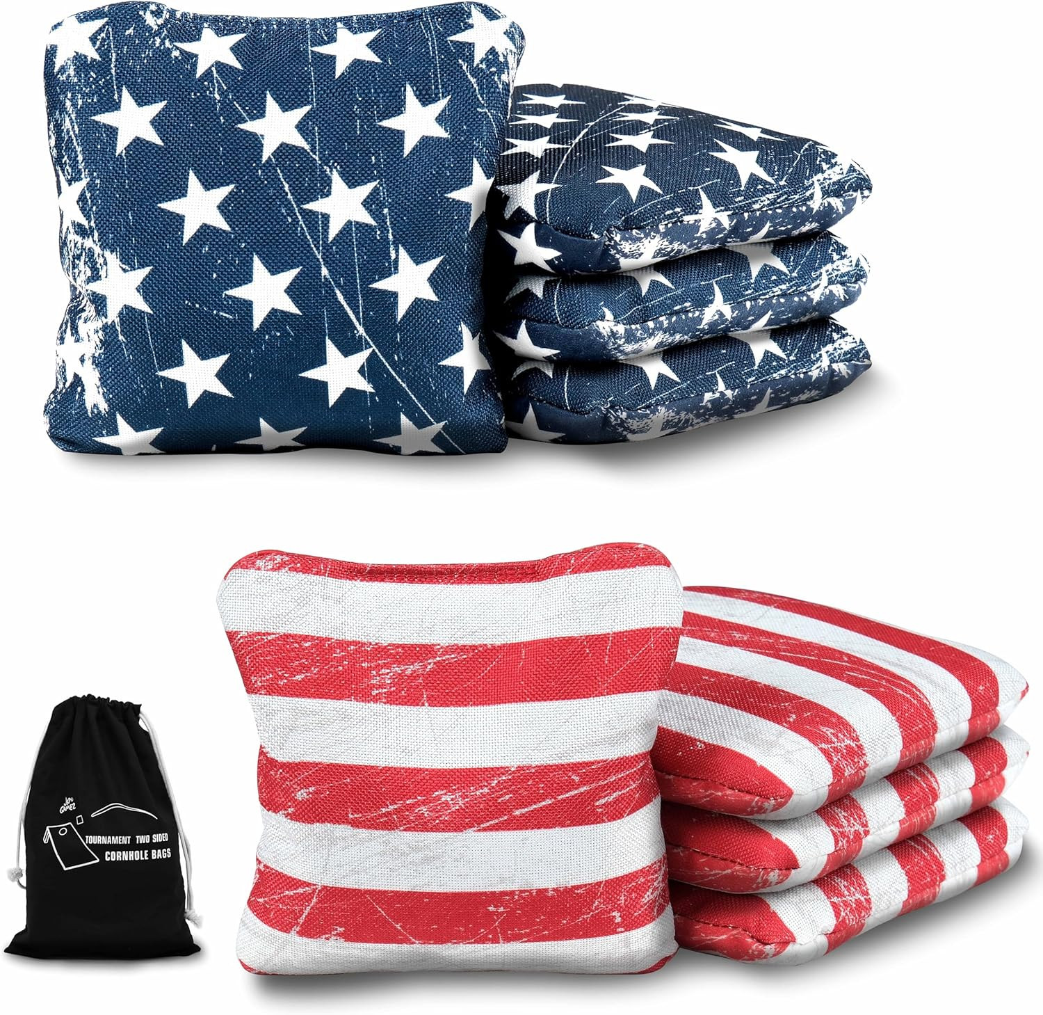 Professional Cornhole Bags Set of 8 - Dual Sided Stick & Slide (Suede/Woven) - P