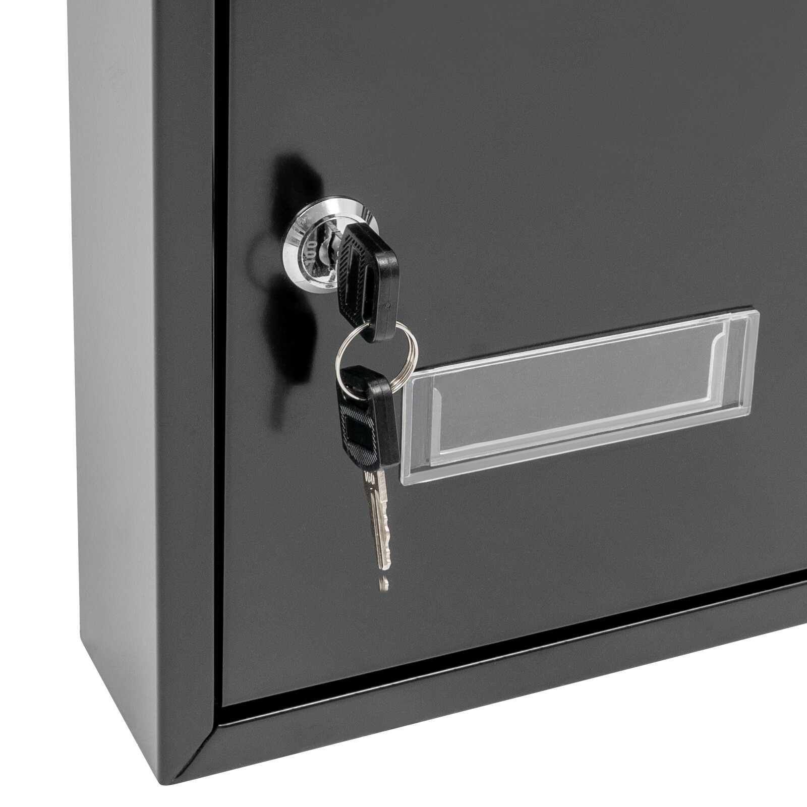 Wall Mount Rectangular Locking Mailbox W/ 2 Keys Black Residential Mail Box
