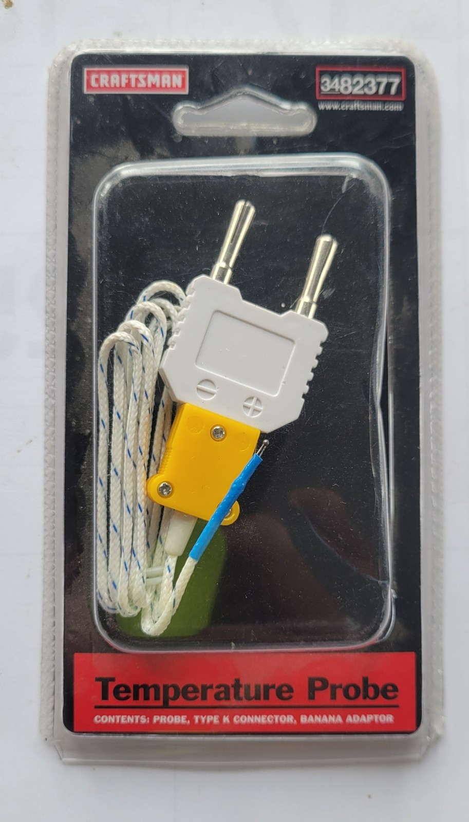 Craftsman 82377 Temperature Probe, Type K Connector, Banana Adaptor