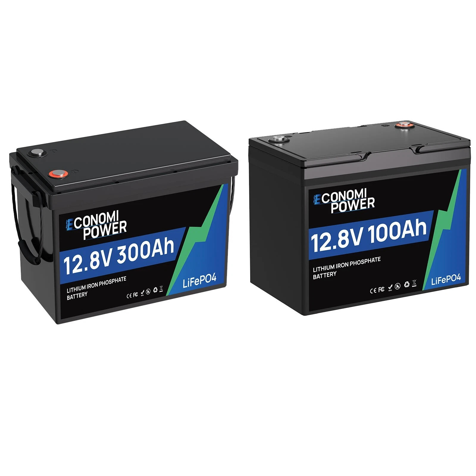 12V 100Ah/300Ah Deep Cycle LiFePO4 Battery with BMS for RV Solar Off-Grid Camper
