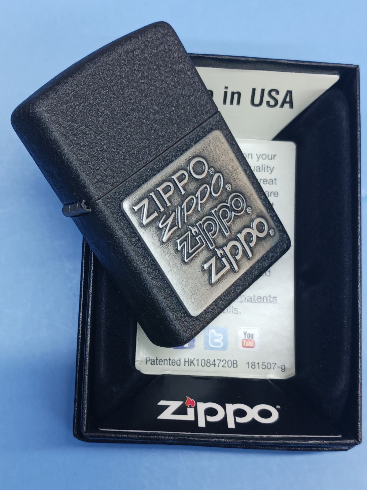 Zippo 363 Pewter Emblem Black Crackle