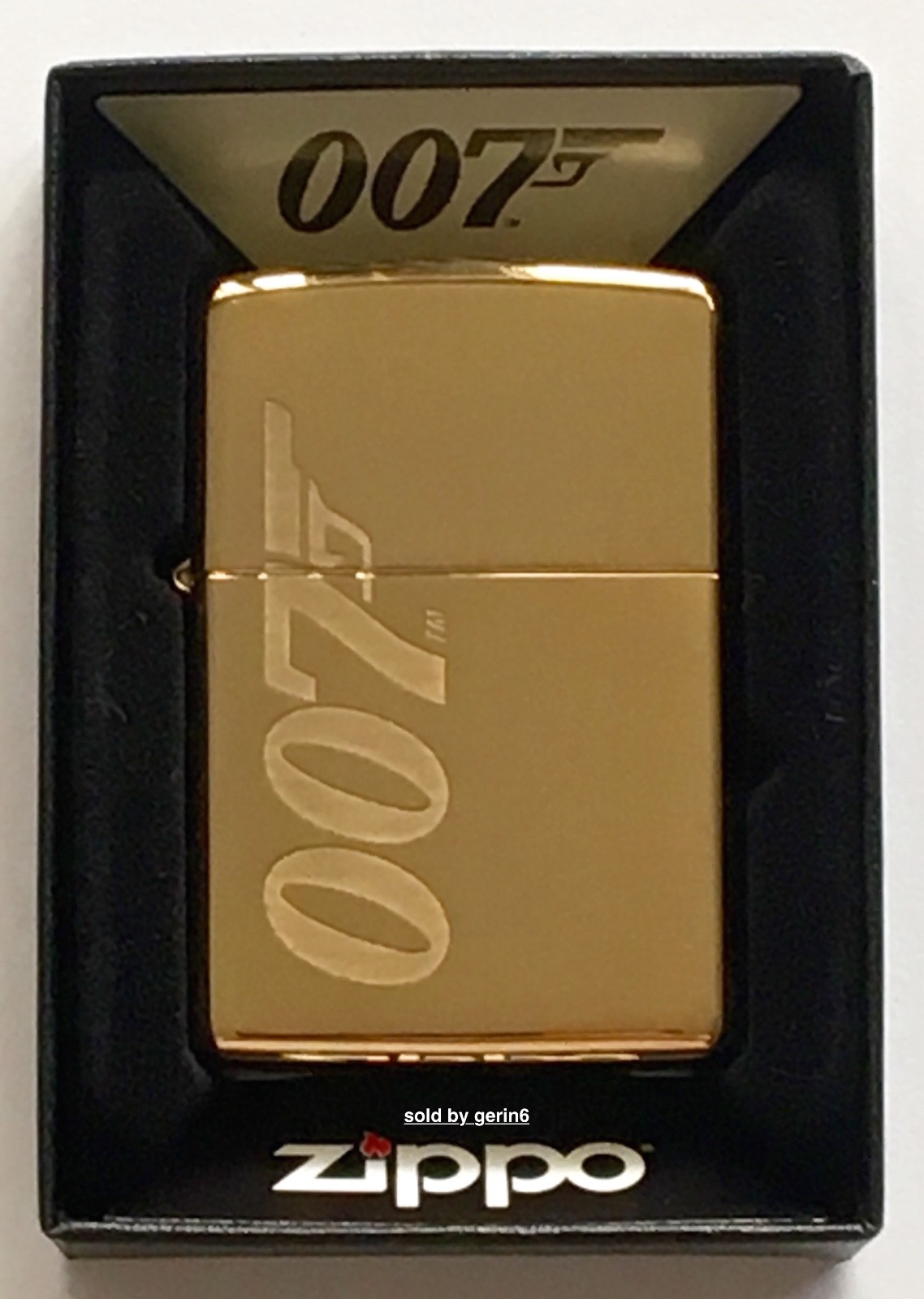 Zippo Windproof James Bond 007 Lighter With Logo, Solid Brass, 62043, New In Box