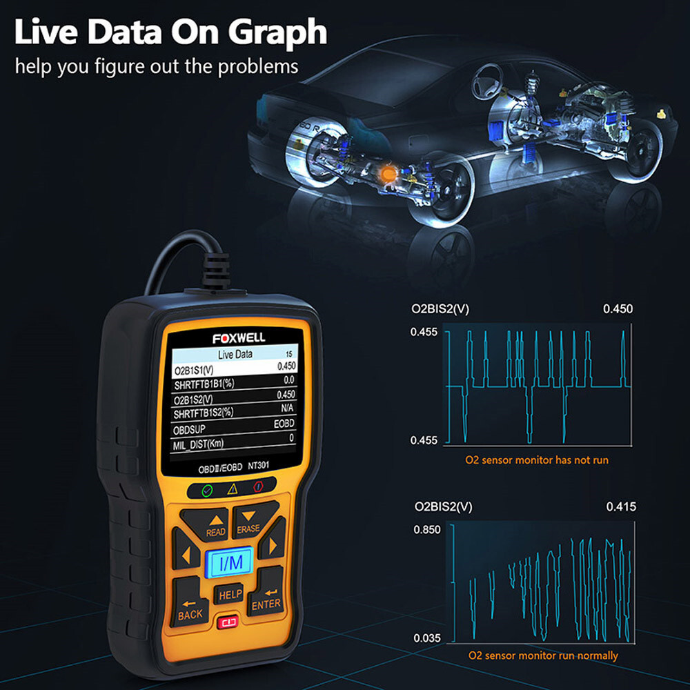 Foxwell NT301 OBD2 Automotive Scanner Diagnostic Tool Check Engine Code Reader