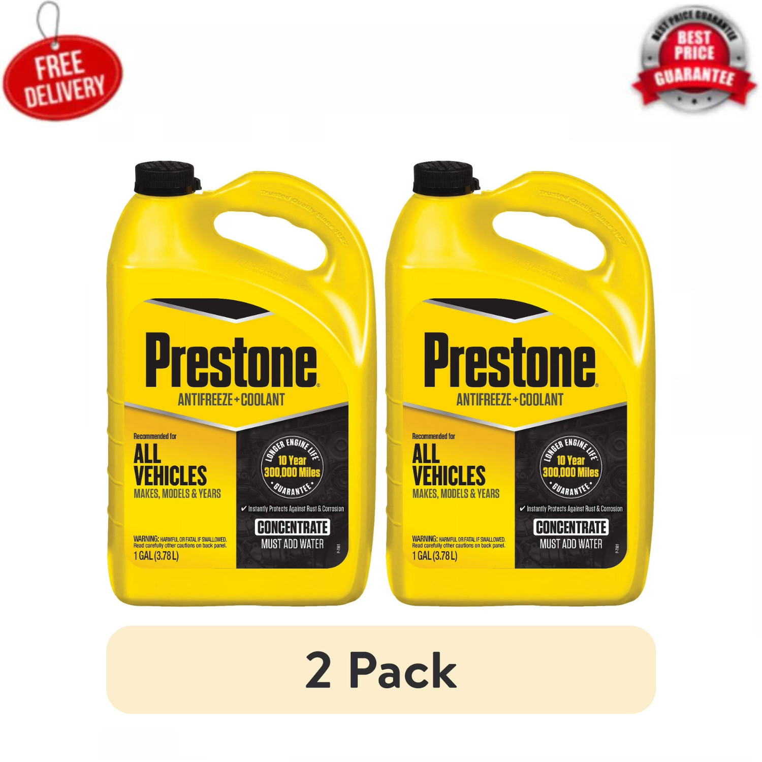 2pk Prestone Universal Concentrate Antifreeze and Coolant for All Vehicles,1 Gal