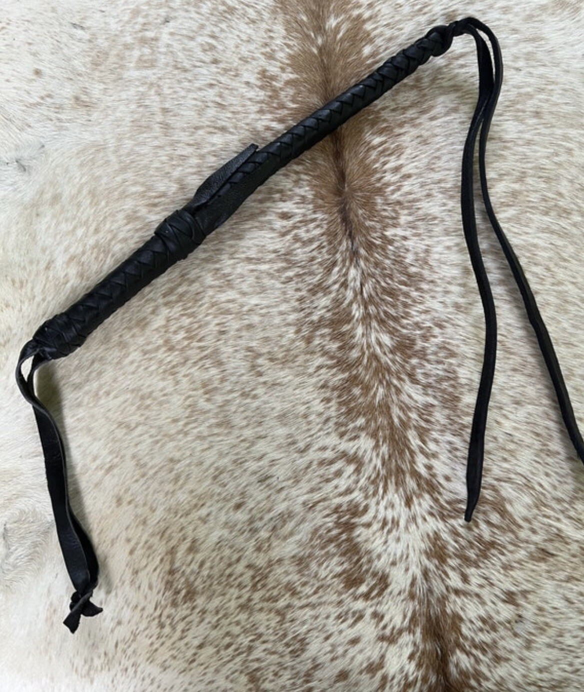 Braided Black LEATHER Western Riding Quirt With Wrist Loop New Horse Tack