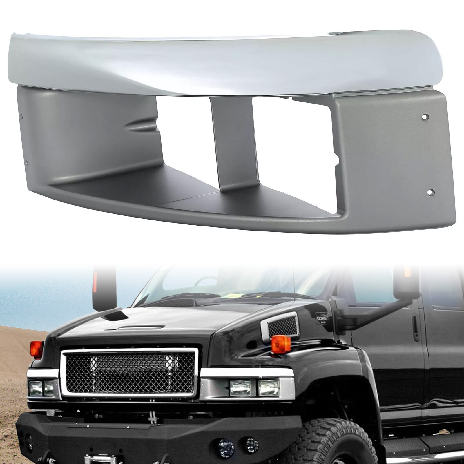Left Headlight Bezel For 04-09 GMC C4500/C5500 Topkick Chevy Kodiak Trim cover
