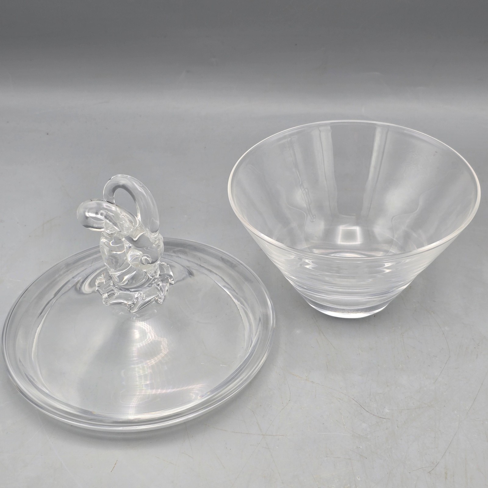 Steuben Crystal Rams Head Lidded Candy Dish
