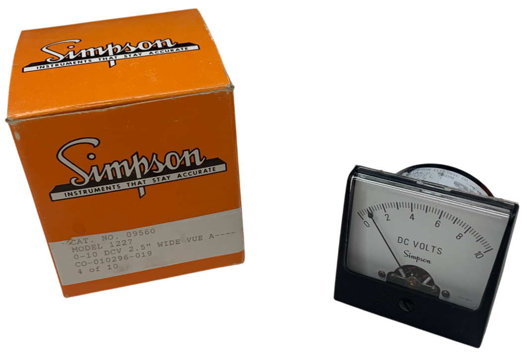 Simpson 09560 Model 1227 Analog Panel Meter Black Spade DC Volt 0-10V 1227A0-10
