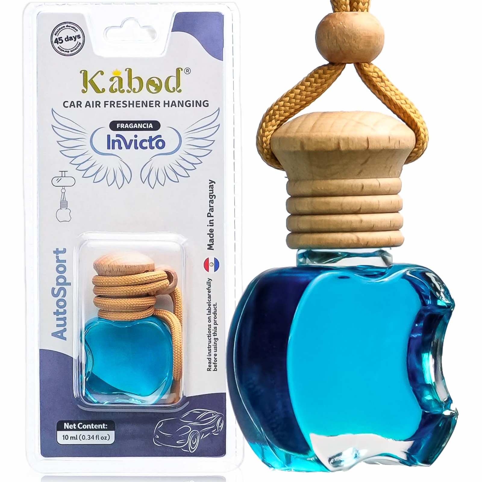 Kabod Invicto Car Air Freshener | Hanging 0.34 Fl Oz (Pack of 1), Blue