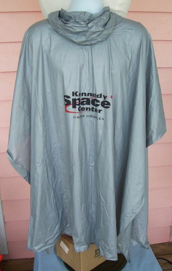 KENNEDY SPACE CENTER Poncho Adult Size SILVER Hooded NASA Cape Canaveral
