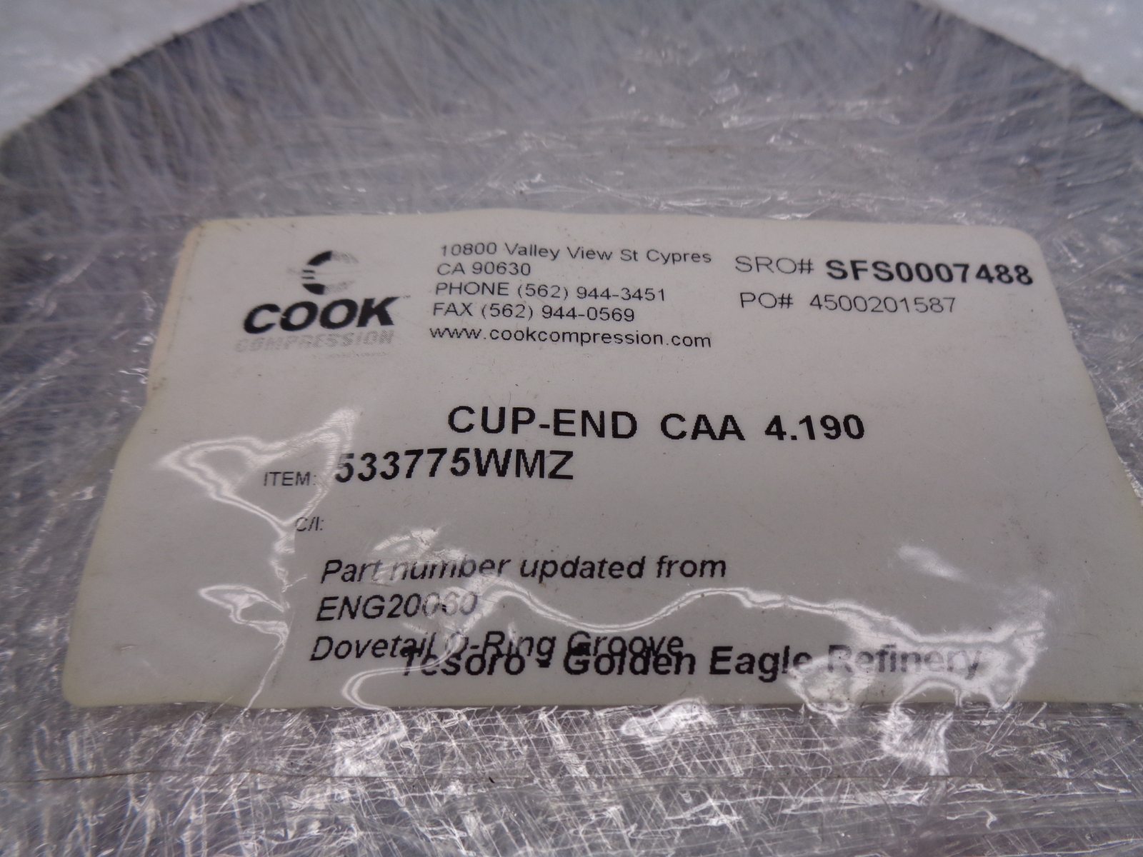 COOK COMPRESSION CAA4.190 533775WMZ CUP END NSNP