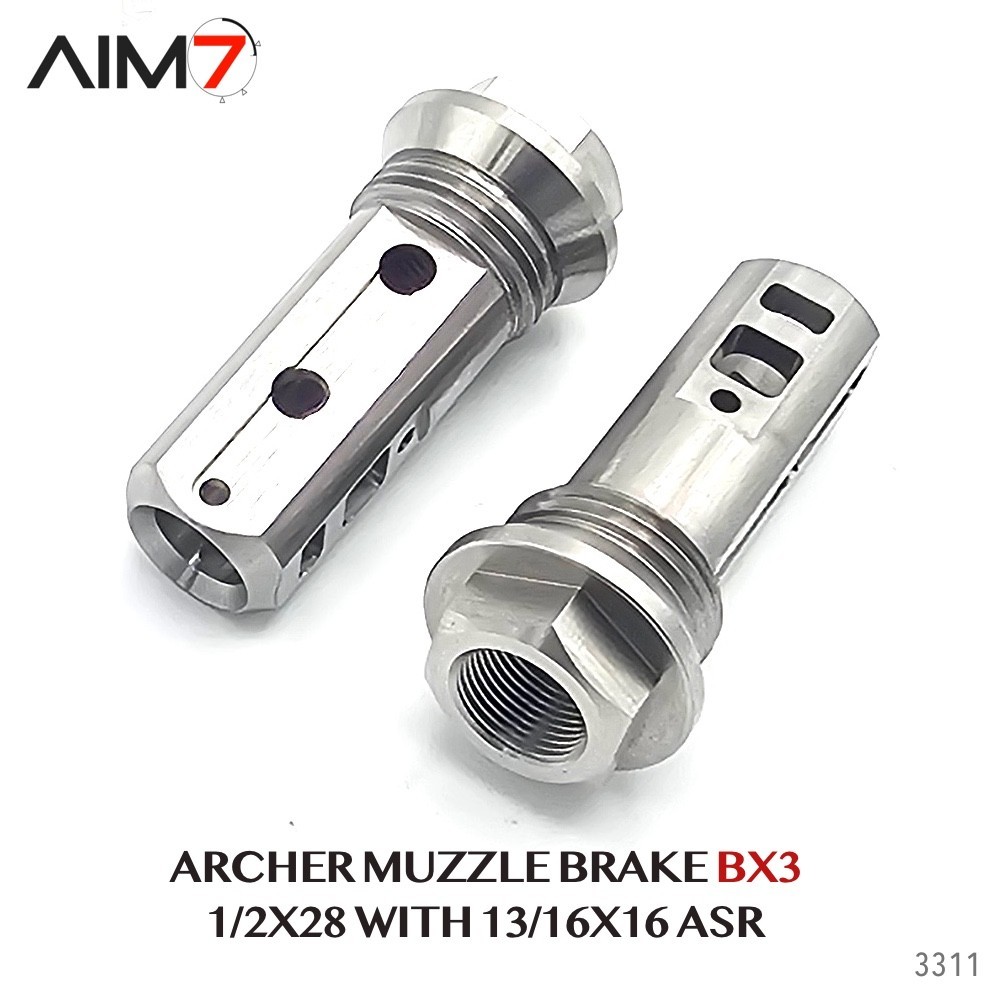 Aim7  Muzzle Brake BX3 – 1/2x28 Thread – .223 STAINLESS STEEL (1 piece)