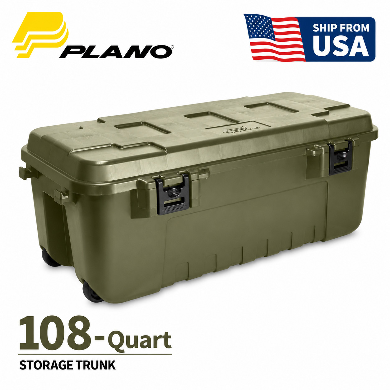 Plano Storage Trunk with Wheels, Large, 108-Quart Lockable Storage Box, NEW