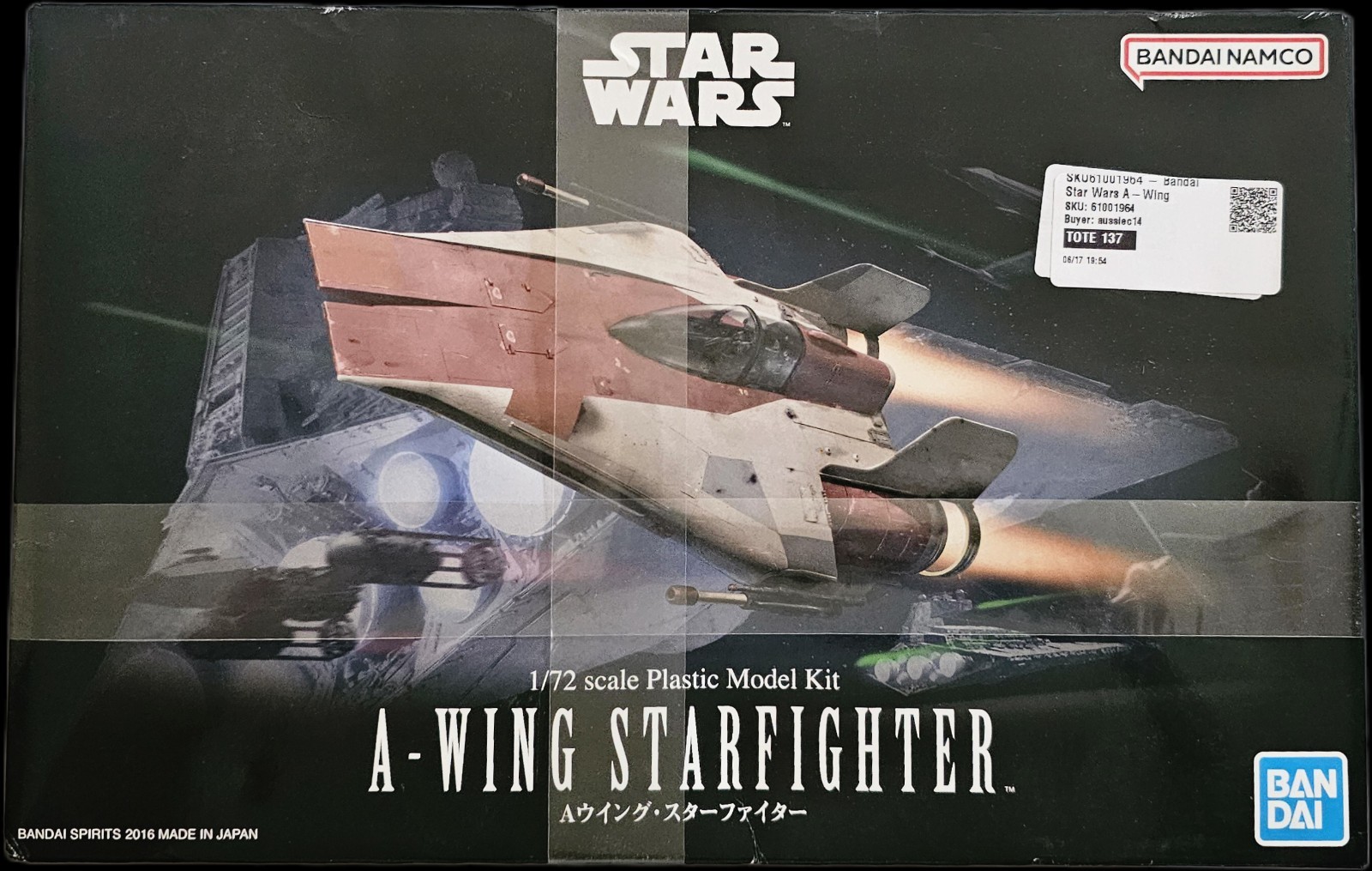 Bandai 2333767 Star Wars A-Wing Starfighter 1/72 Scale Plastic Model Kit