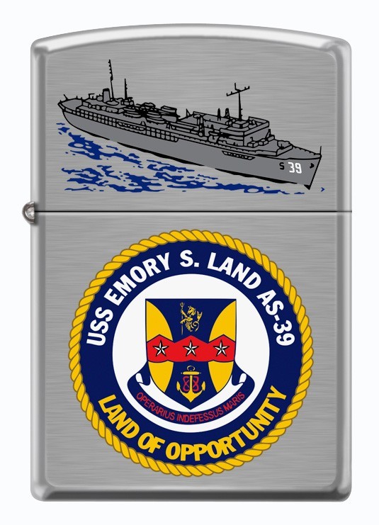 USS Emory S. Land (AS-39) Submarine Tender Zippo MIB  Brushed Chrome