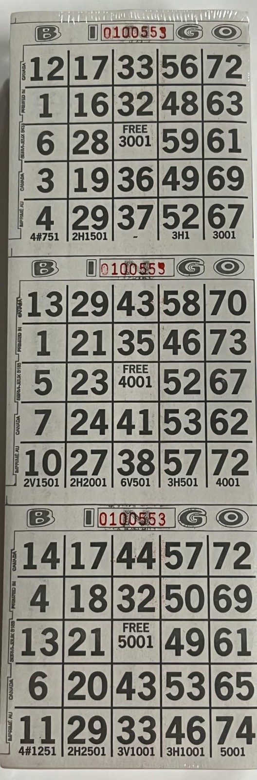 The Ticket Gurus-3 on Bingo Paper Game Cards - 4 inches by 12 inches, White