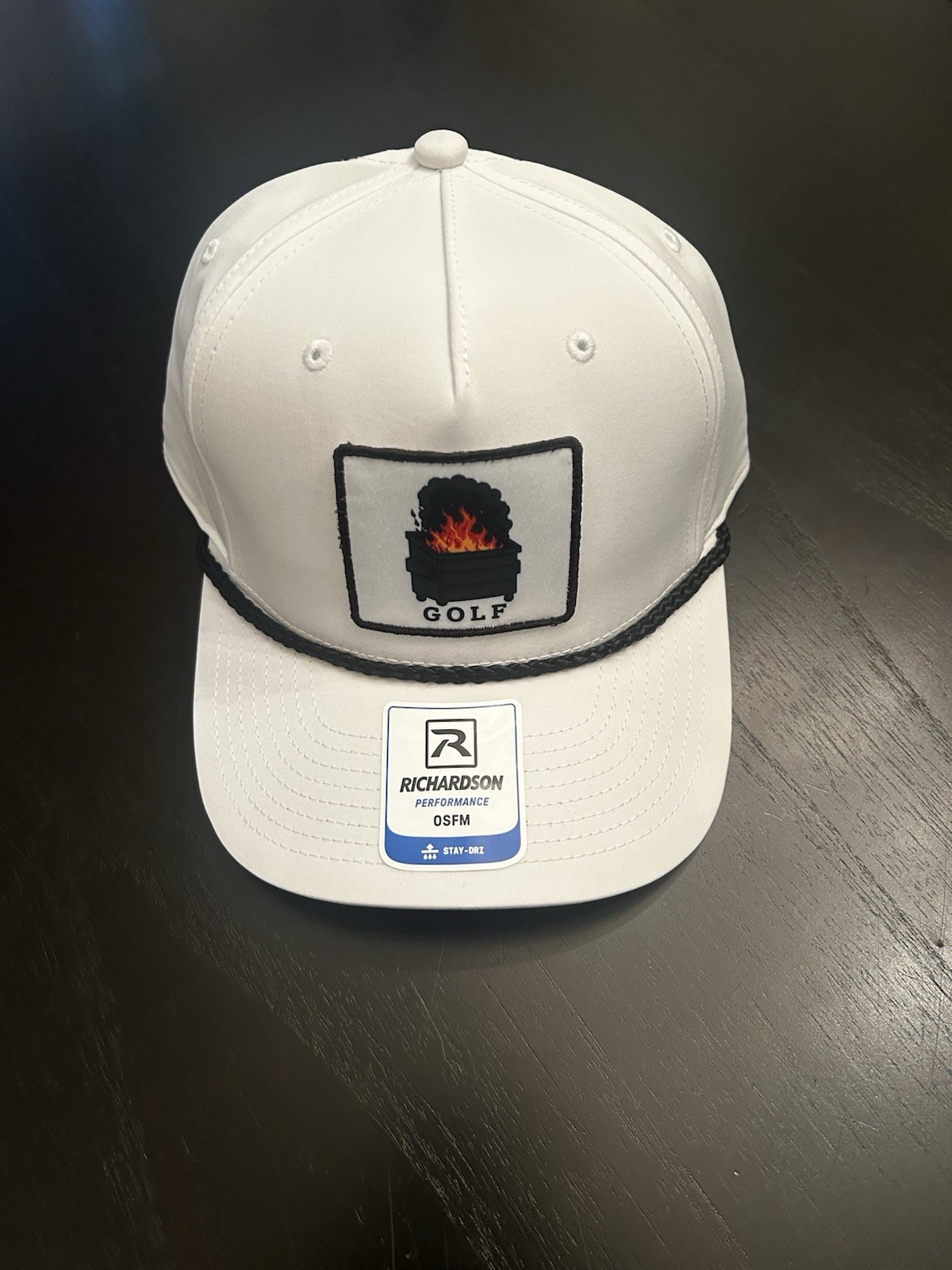 Richardson 258 Dumpster Fire Golf Rope Hat White Adjustable Snapback