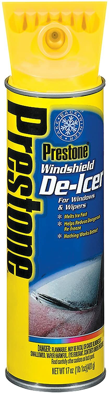 (LOT of 2) Prestone Windshield De-Icer 17 oz Spray Cans w/ Ice Scraper Cap