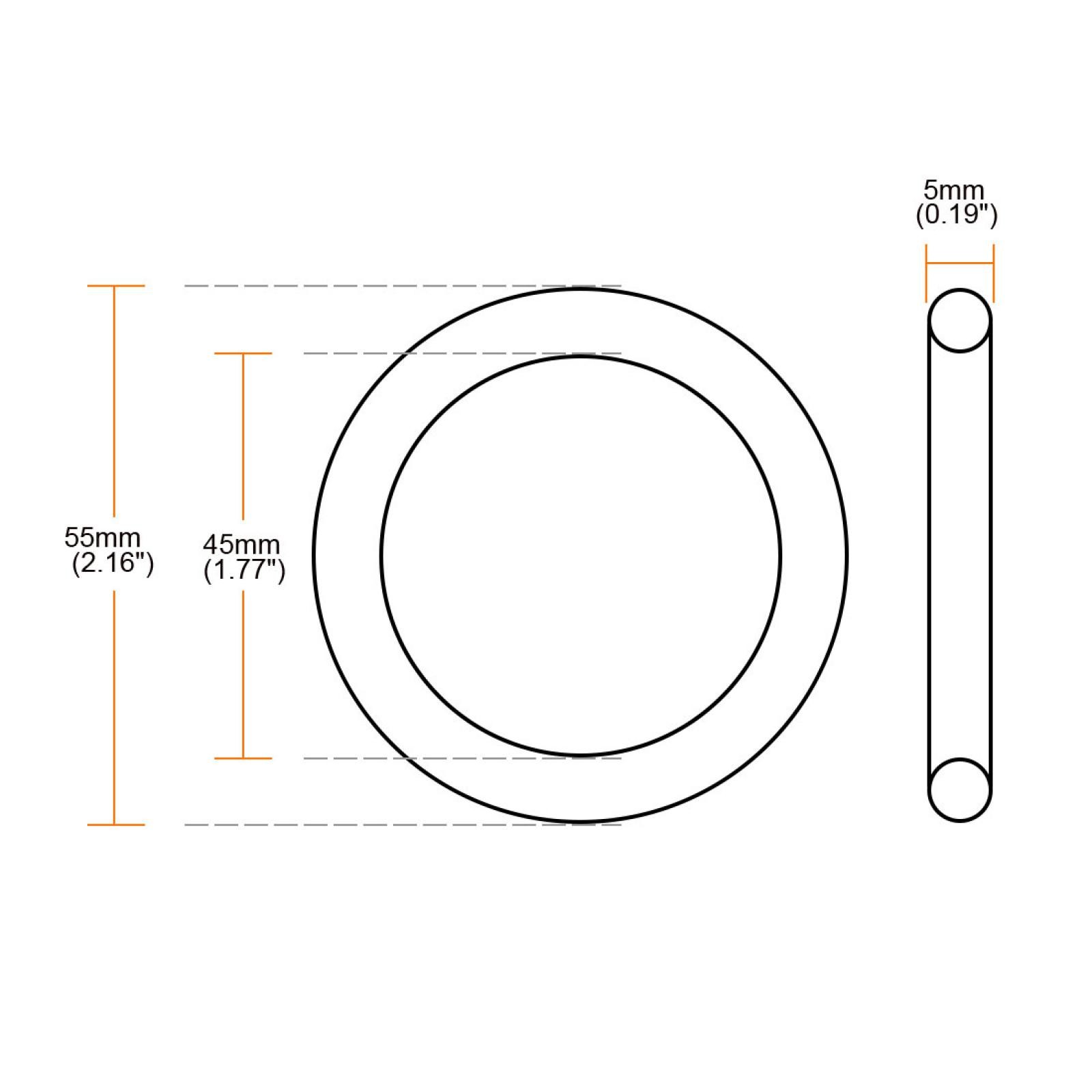 Black rubber seals 5x55mm (10 pieces)