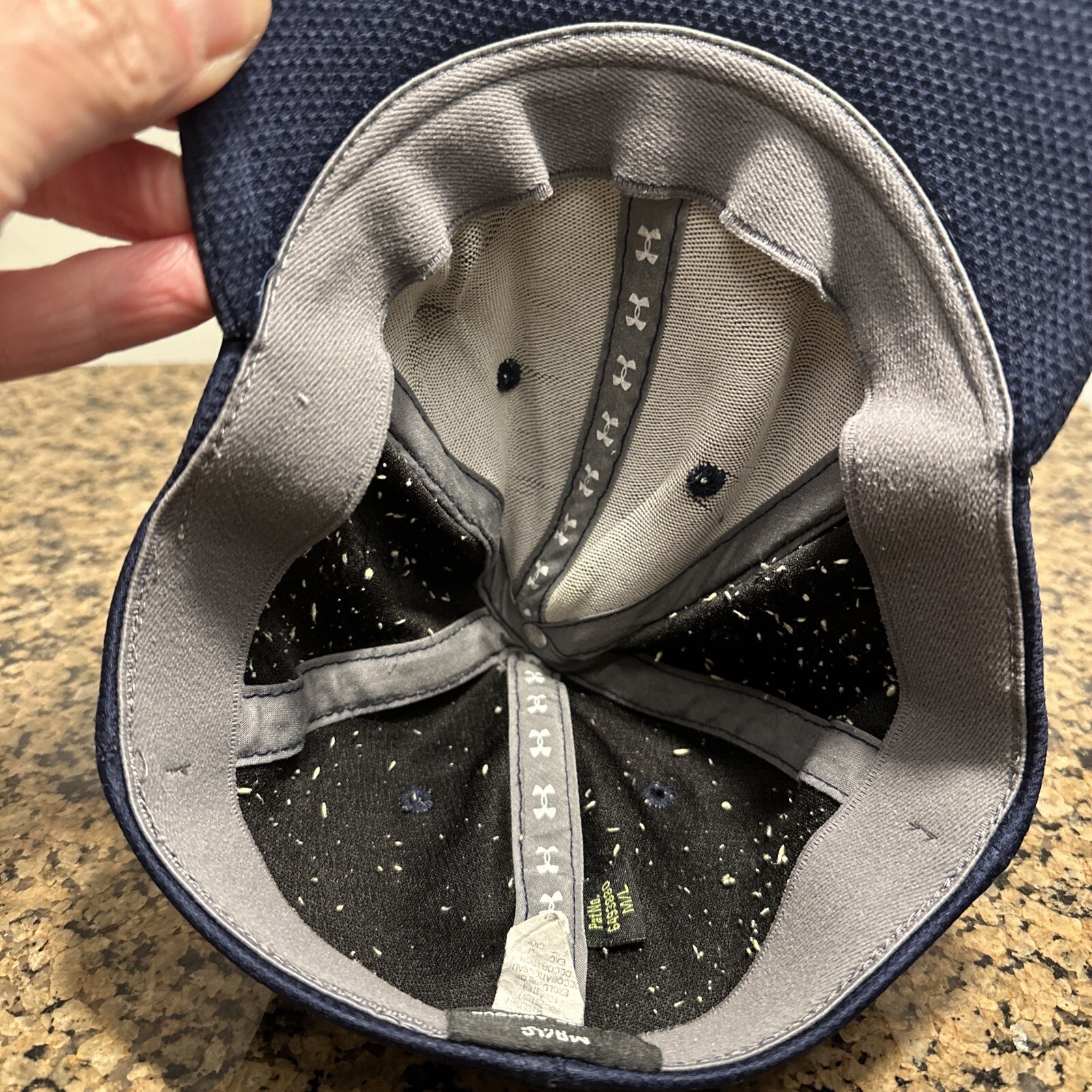 Under Armour White Letters Dark Blue Medium Hat