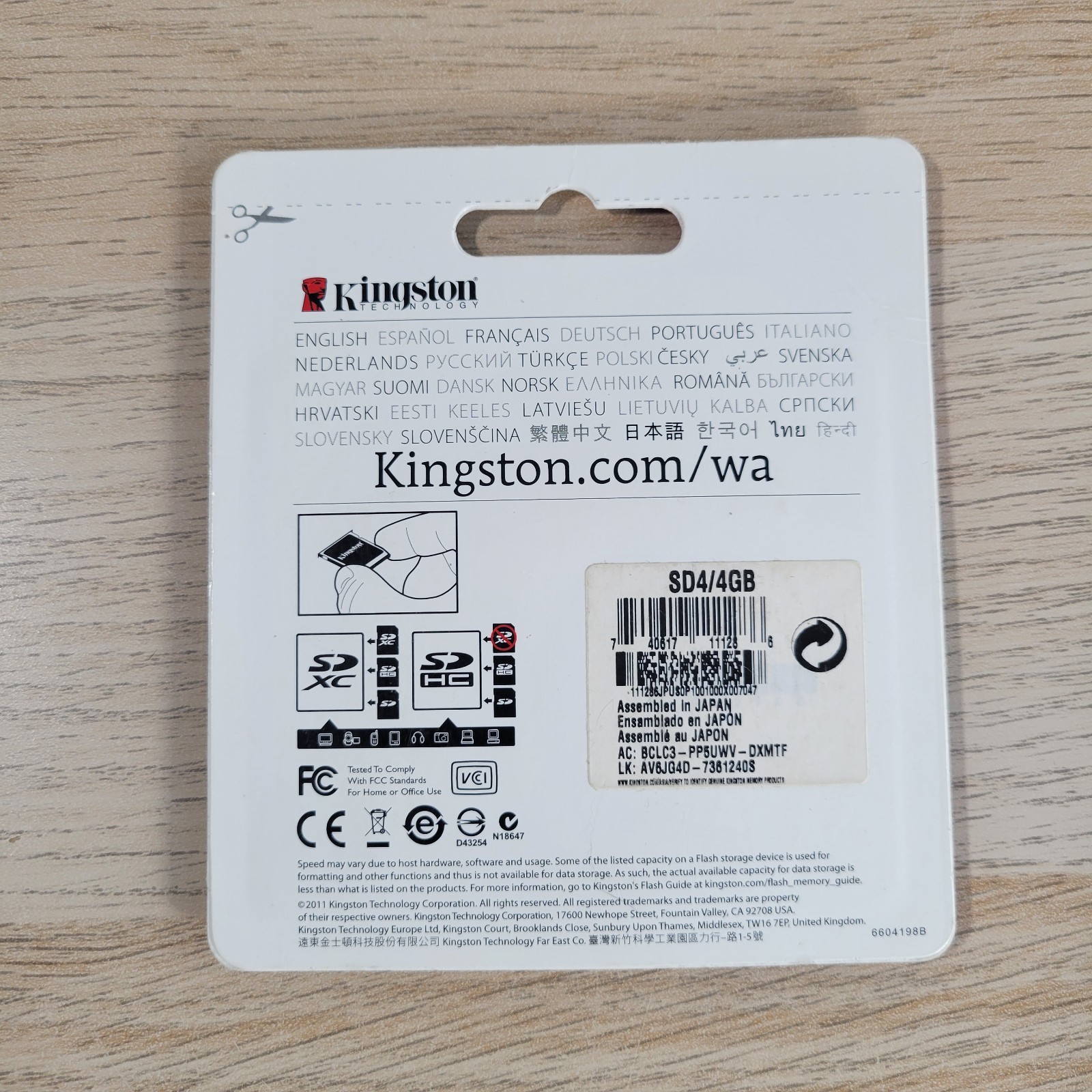 Kingston 4GB SD Memory Card (SD4/4GB) Class 4(R15) New Sealed