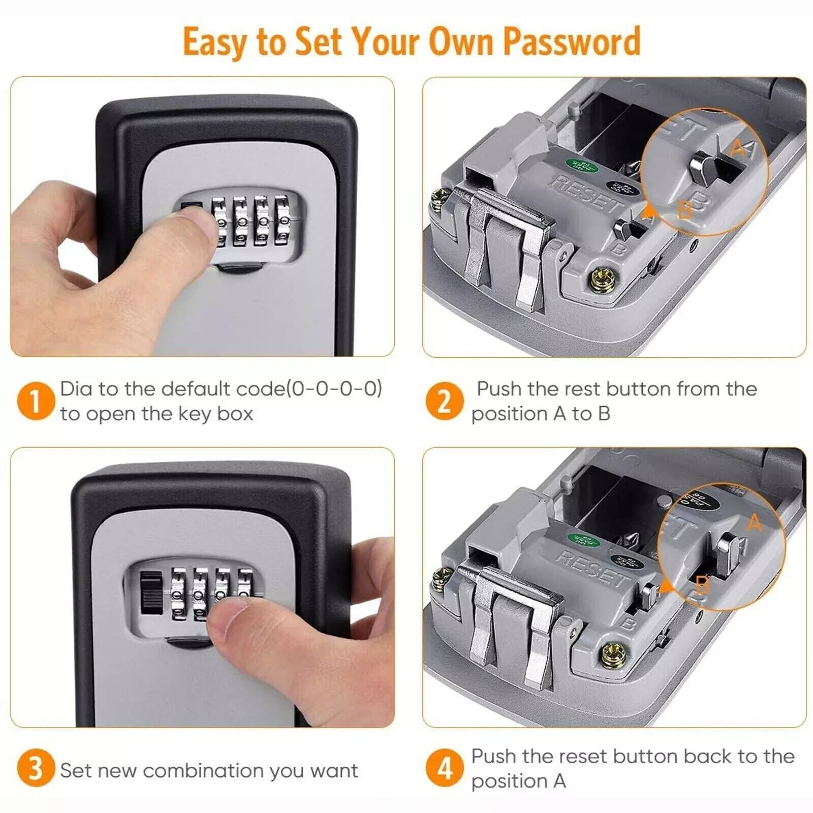 Key Safe 4-Digit Combination Lock Box Wall Mount Storage Safe Security Outdoor